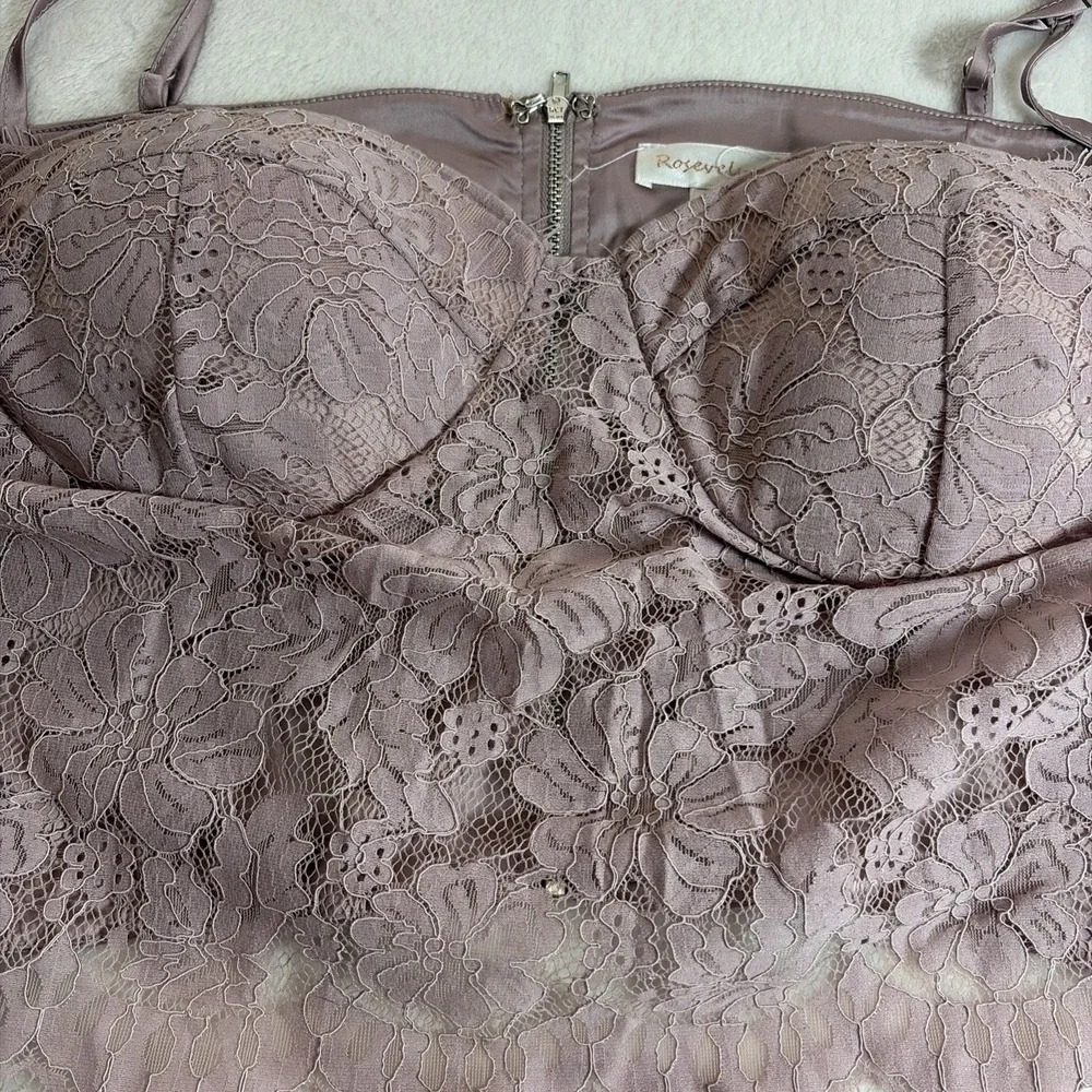 Rose Velvet Lace Corset‎ Women's NWT Size 3XL Mauve Purple Bustier Retro Vintage